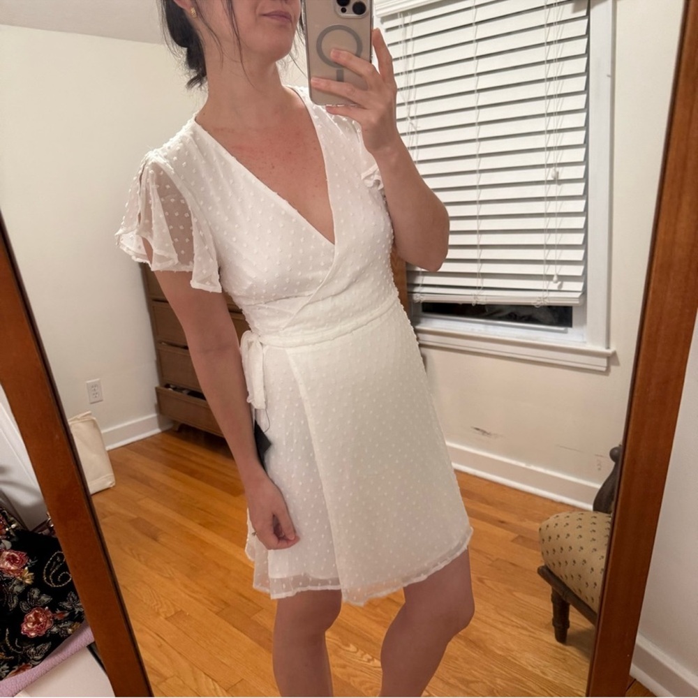 Lulus Flutter Sleeve Wrap Mini Dress - Picture 7 of 8